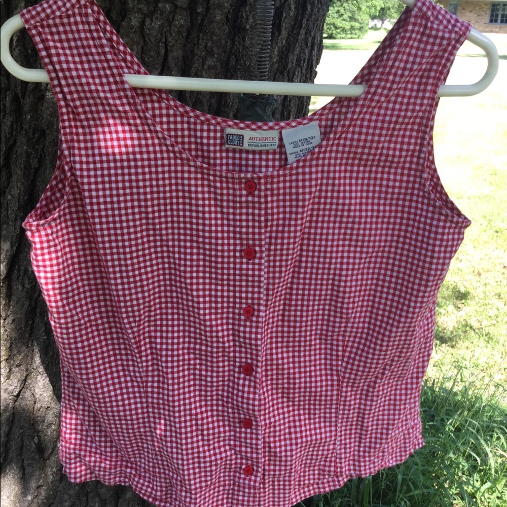 Faded Glory red gingham tank top